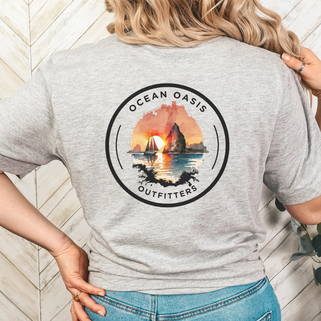 Seaside Serenity: Dive into Style with Ocean Oasis Outfitters Black Logo Tee! Bella & Canvas T-Shirt