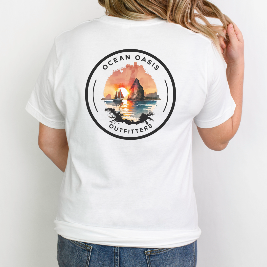 Seaside Serenity: Dive into Style with Ocean Oasis Outfitters Black Logo Tee! Bella & Canvas T-Shirt